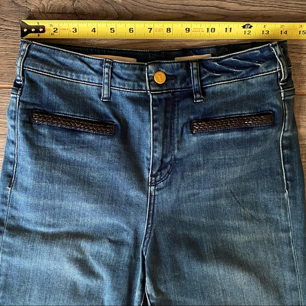NWT Pilcro Braided Leather Pocket Detail Flare Leg Jeans, 28 - Picture 9 of 15